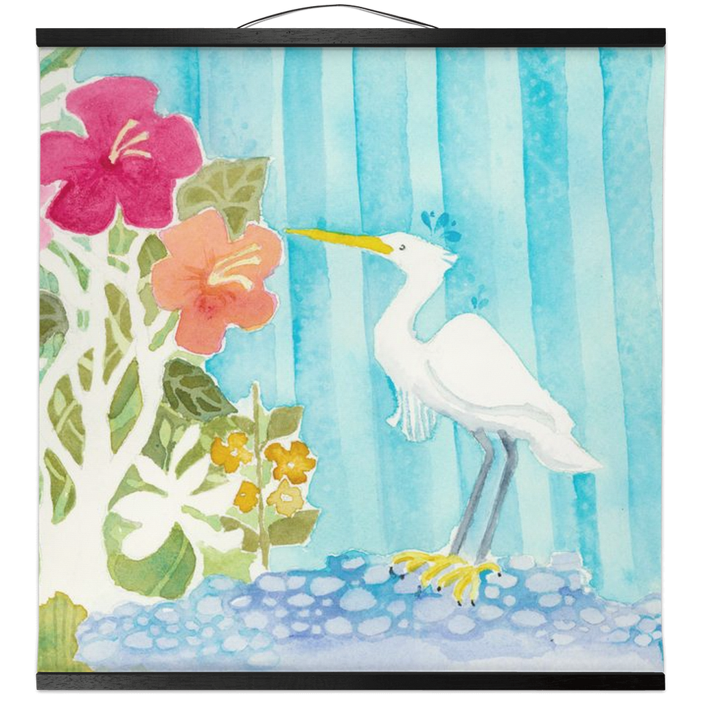 Snowy Egret Hanging Canvas Print