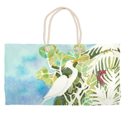 Snowy Egret and Gecko Weekender Tote