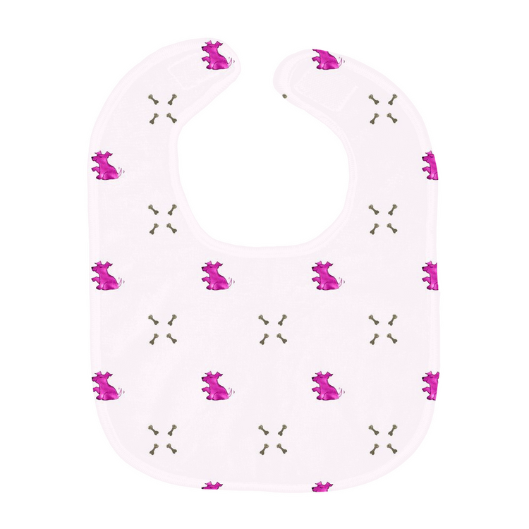 Dog and Diamond Bone Pattern Baby Bib -(Pink)
