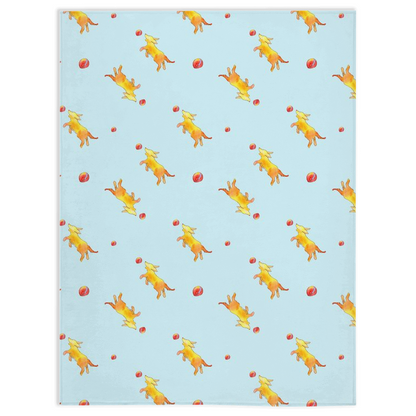 Playful Puppy Pattern Minky Blanket ( Blue)