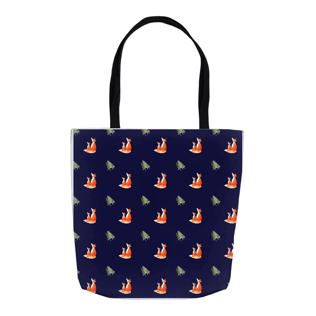 Fox and Trees Tote Bag (Midnight Blue)