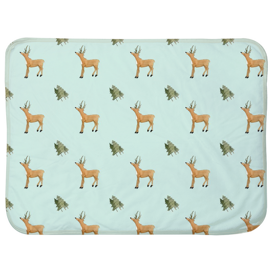 Deer and Trees Pattern Baby Sherpa Blanket (Green)