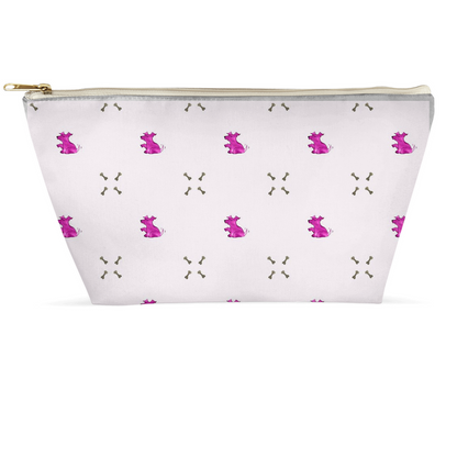 Simple Dog and Bone Pattern Accessory Pouch (Pink)