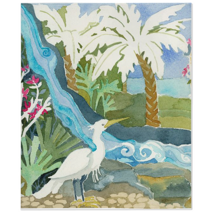 Snowy Egret Waterfall  Minky Blanket