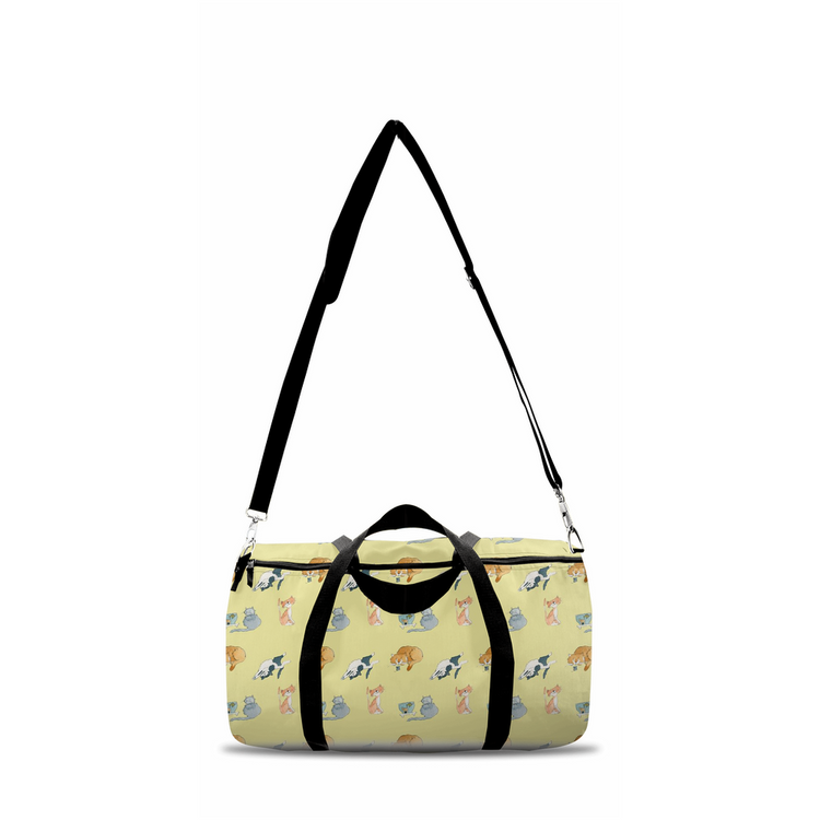 Cats Pattern Duffle Bag (Yellow)