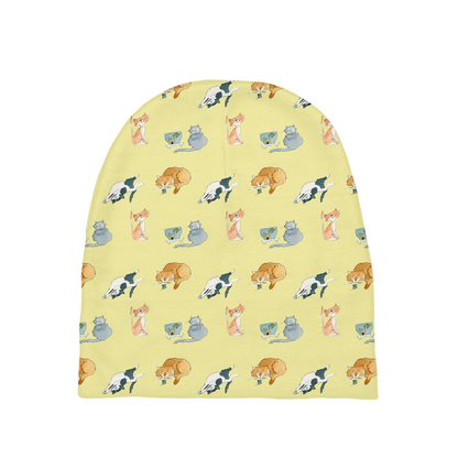 Cats Pattern Baby Beanie (Yellow)