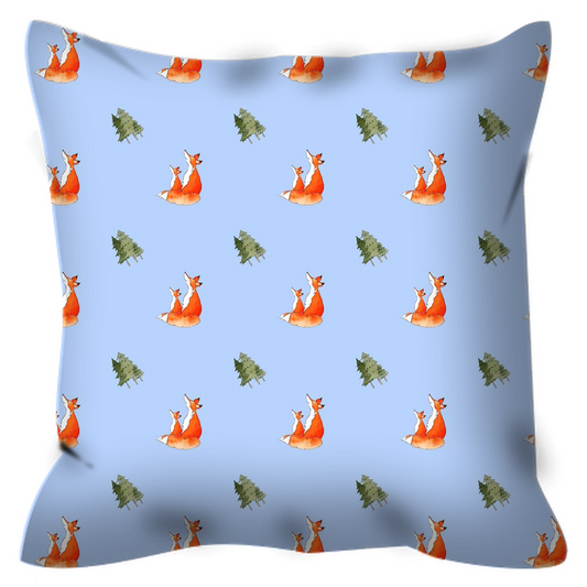 Foxes and Trees Pattern (light blue)