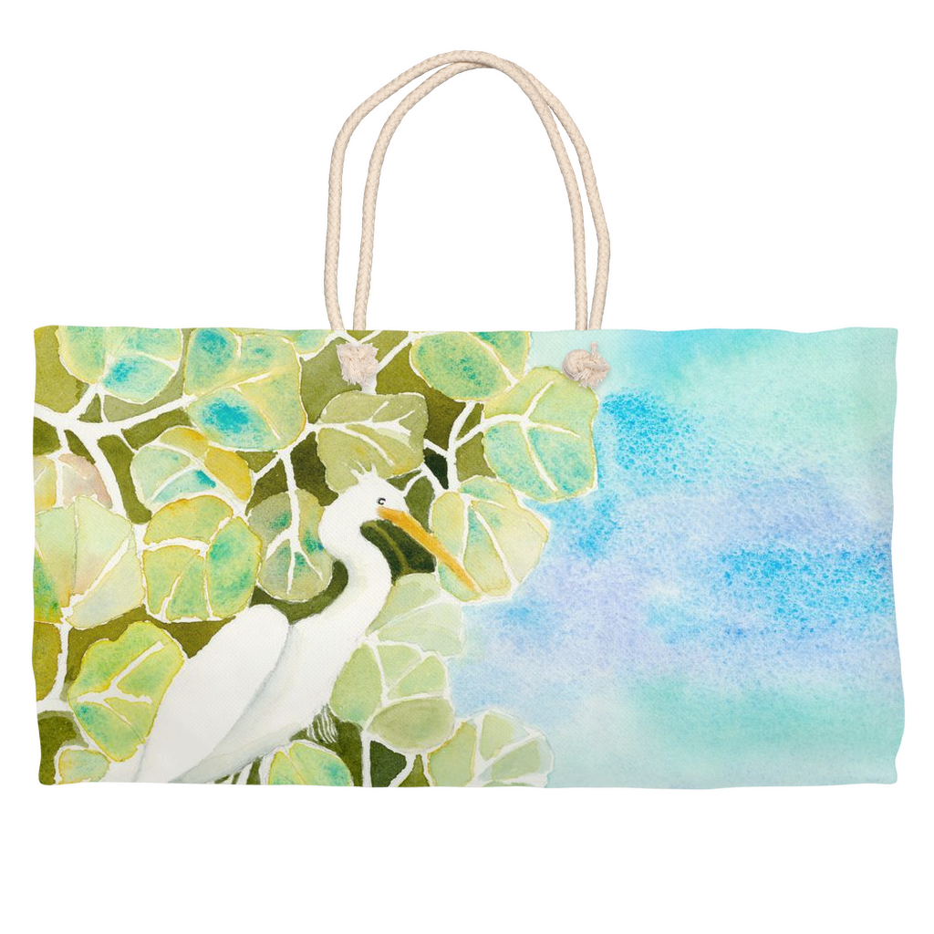 Snowy Egret and Sea Grapes Weekender Tote