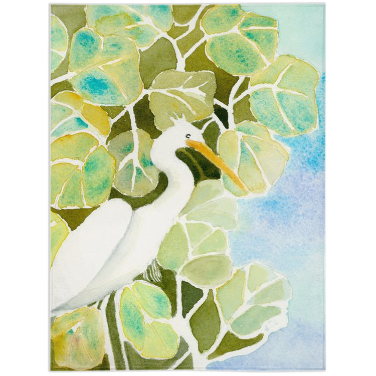 Snowy Egret and Sea Grapes Minky Blanket