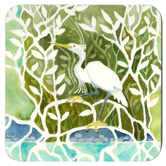 Snowy Egret Mangrove Coasters
