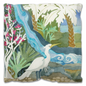 Snowy Egret Waterfall Outdoor Pillow