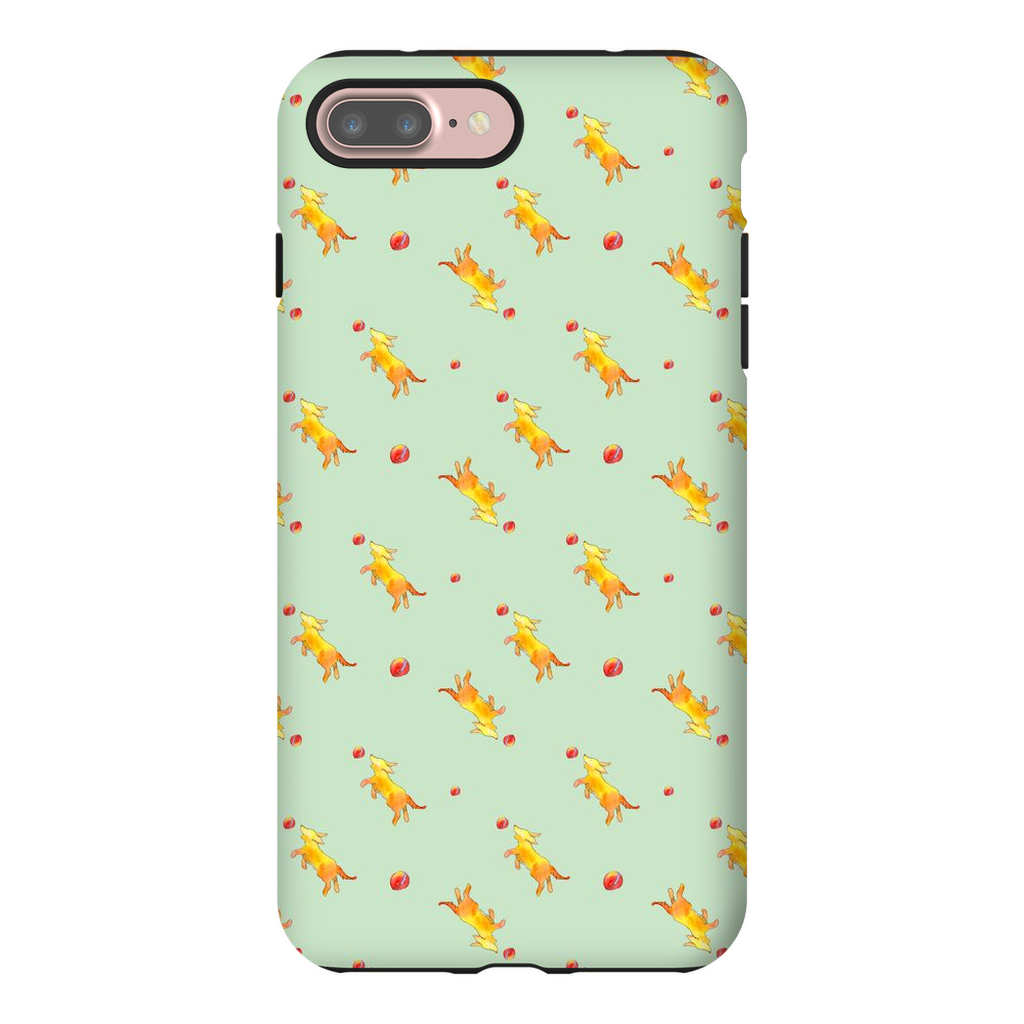 Playful Puppy  Pattern  iPhone Case (Green)