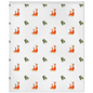 Fox and Trees  Pattern Minky Blanket (white)