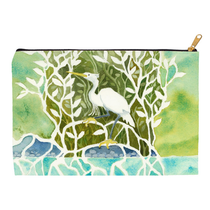 Snowy Egret Mangrove Accessory Pouch