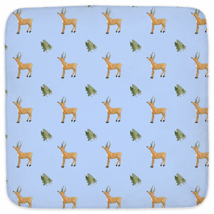 Deer and Trees Pattern Hooded Baby Towel (Blue)