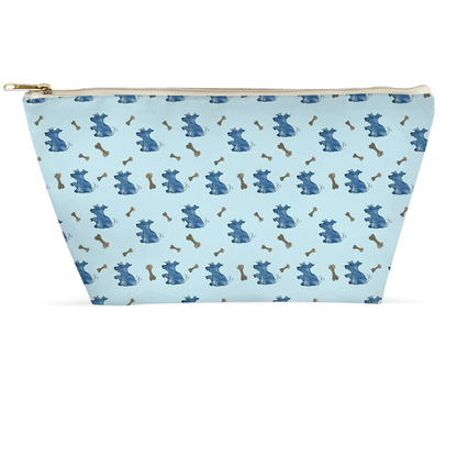 Simple Dog and Bone Pattern Accessory Pouch (Blue)