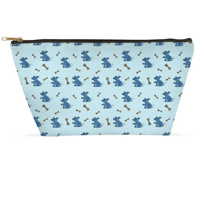 Simple Dog and Bone Pattern Accessory Pouch (Blue)