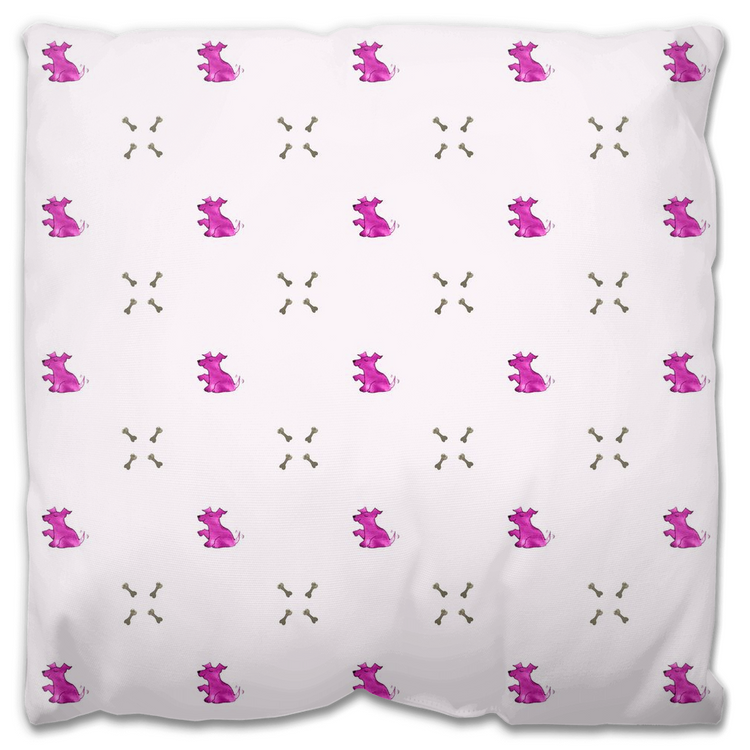 Dog and  Diamond Bone Pattern Outdoor Pillow (Pink)