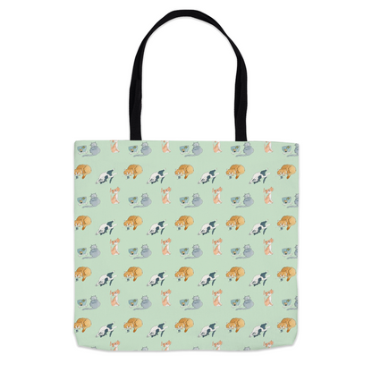 Cats Pattern Tote Bag (Green)