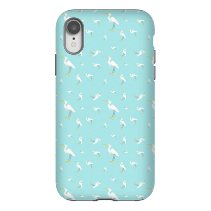 Snowy Egret  Pattern  iPhone Case (Blue)