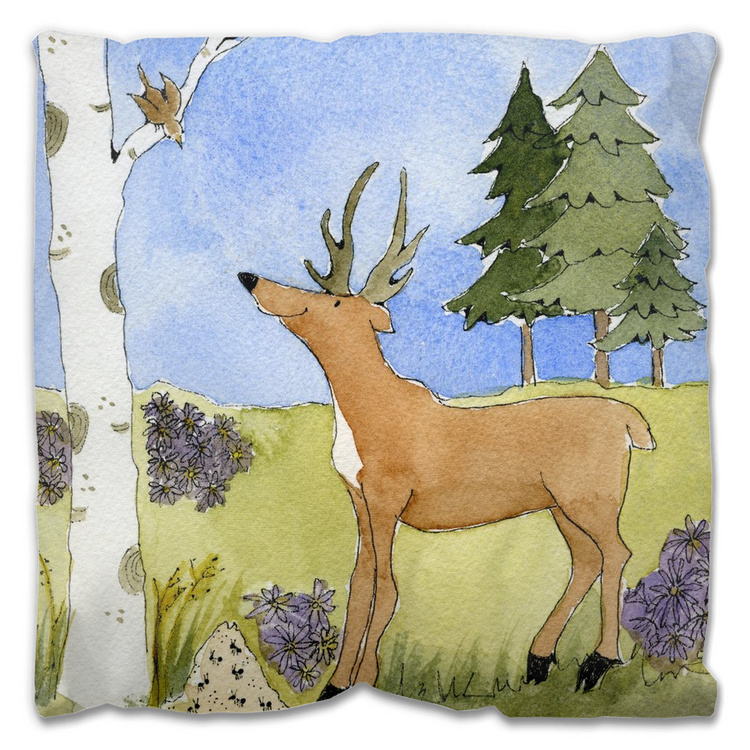 Antlers, Aspen, Ants and Alpine Asters Outdoor Pillow
