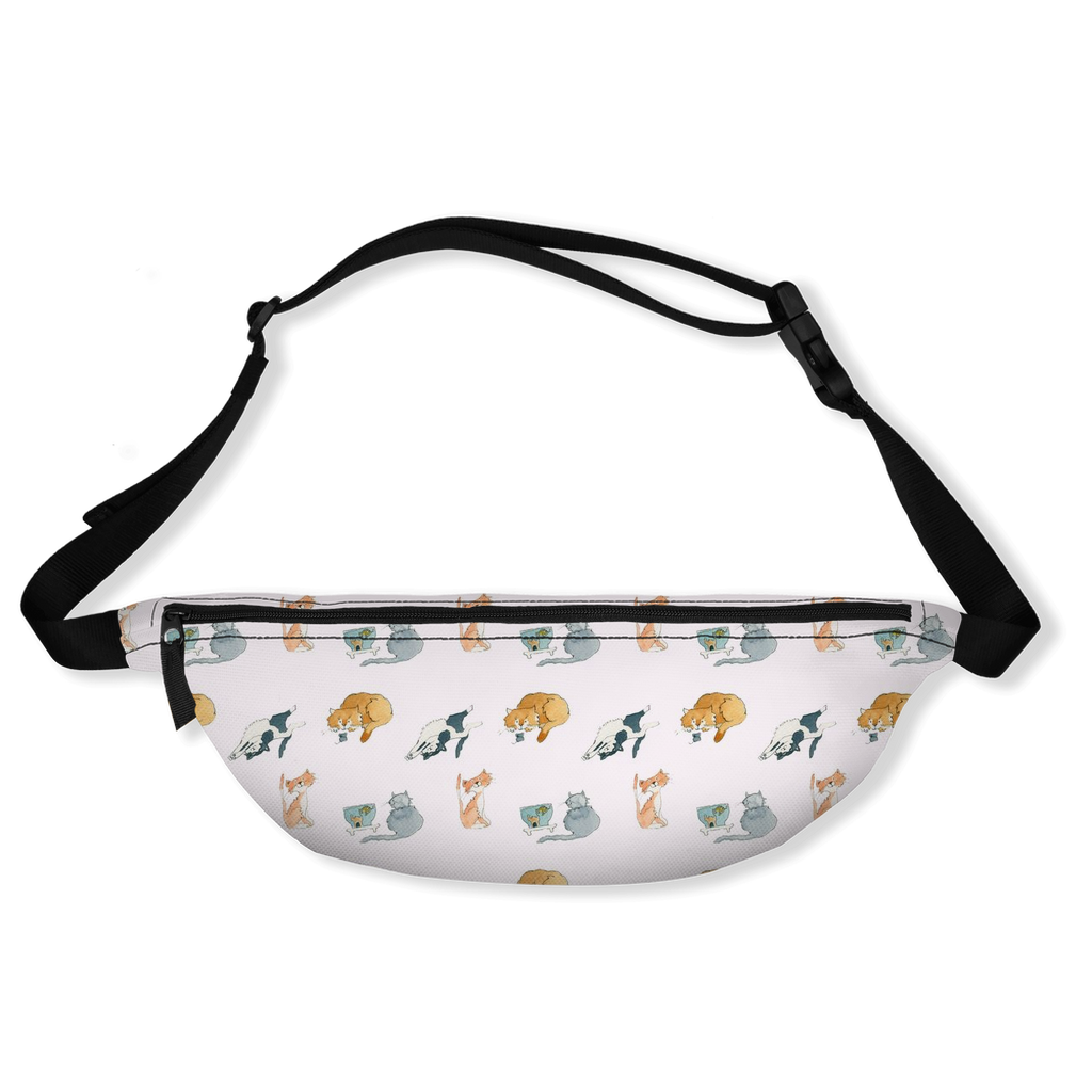 Cats Pattern Fanny Pack (White)