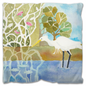 Snowy Egret Fishing Outdoor Pillow