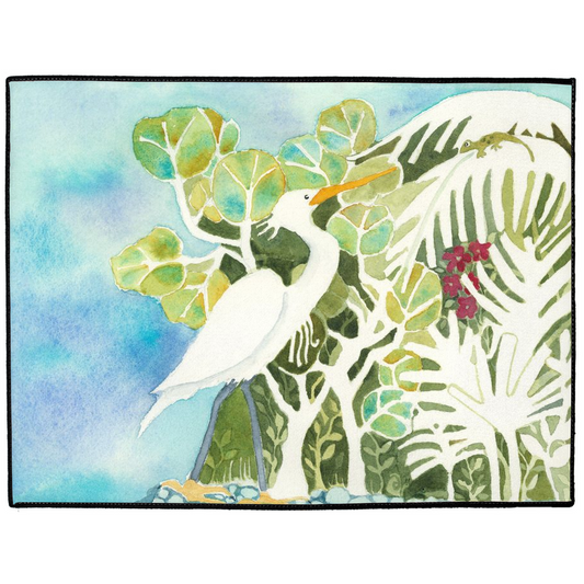 Snowy Egret and Gecko Floor Mat