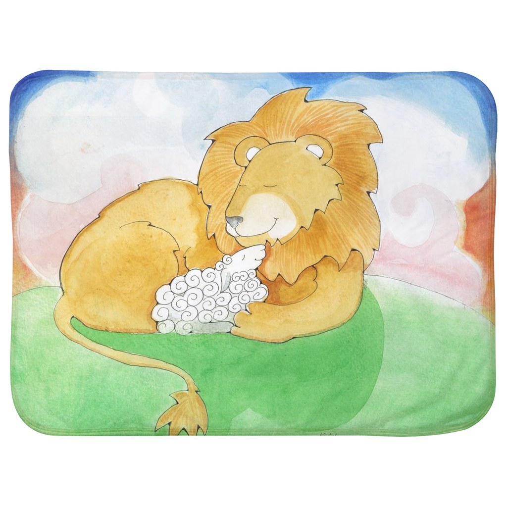 Lion and Lamb Baby Sherpa Blanket