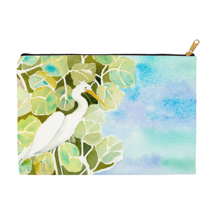 Snowy Egret and Sea Oats Accessory Pouch