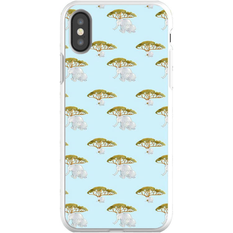 Elephant and Trees Pattern  iPhone Case (Blue)