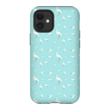 Snowy Egret  Pattern  iPhone Case (Blue)