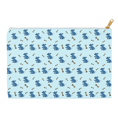 Simple Dog and Bone Pattern Accessory Pouch (Blue)