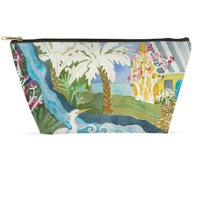 Snowy Egret Waterfall Accessory Pouch