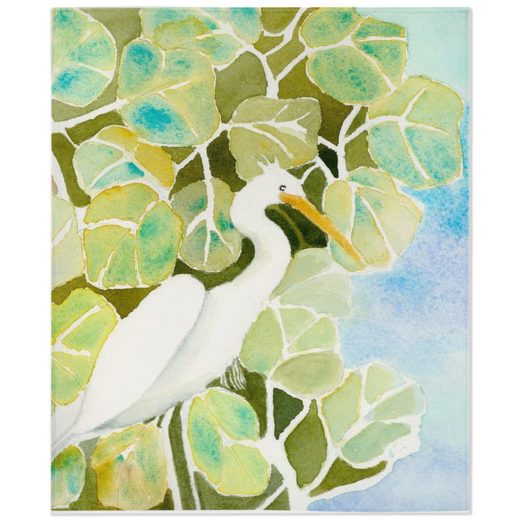 Snowy Egret and Sea Grapes Minky Blanket