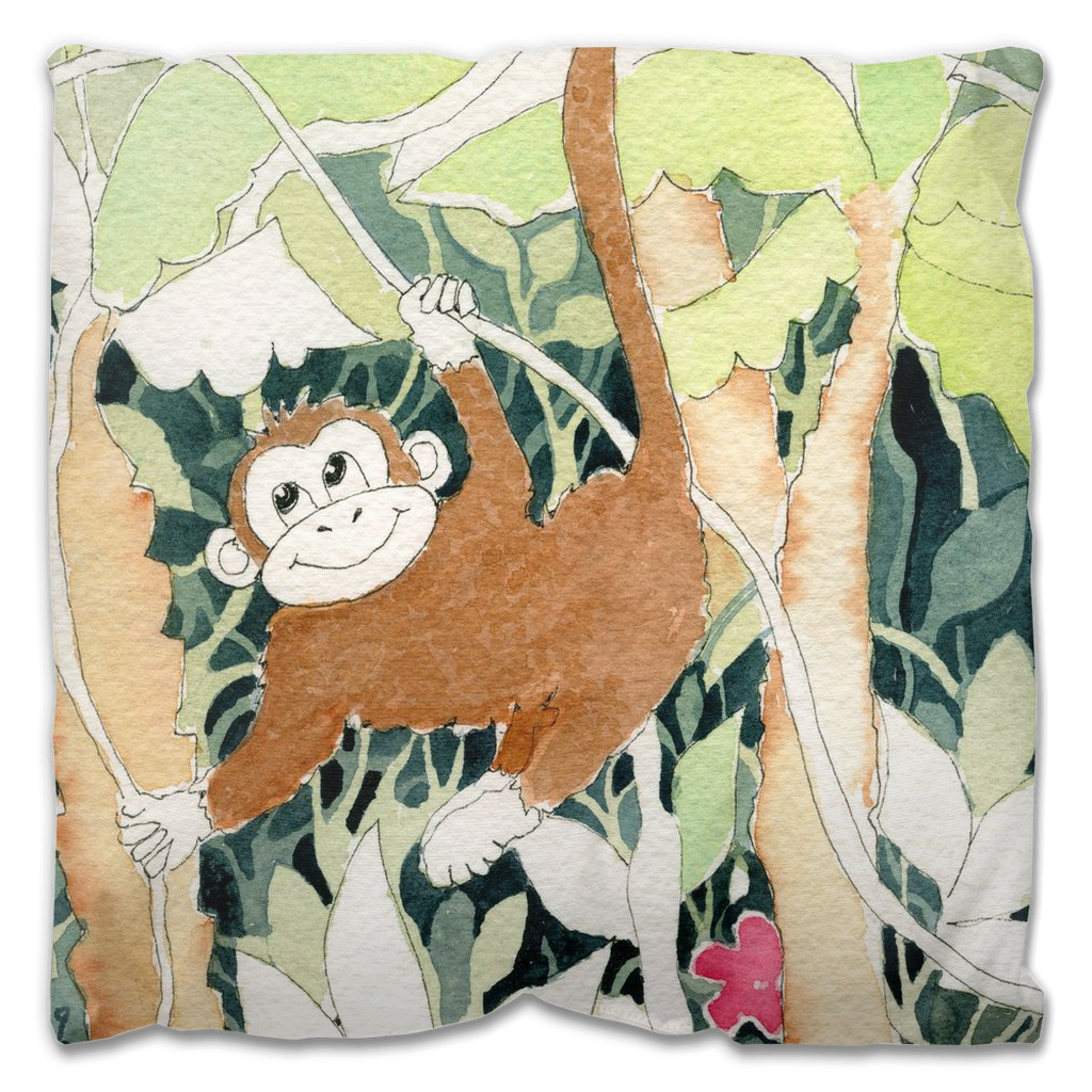 Jungle Monkey Outdoor Pillow