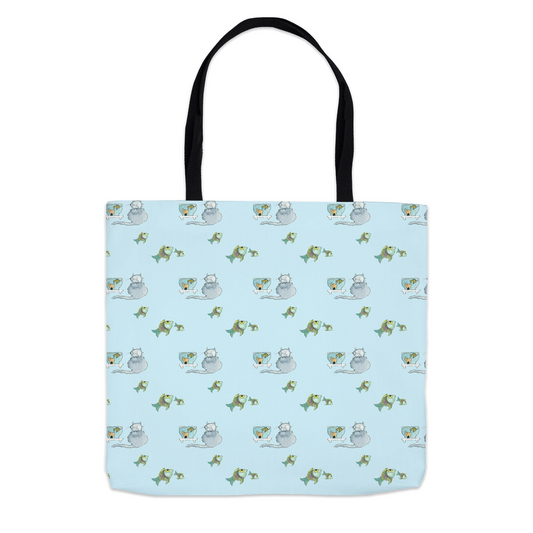 Cat and Fish Tote Bag (Blue)