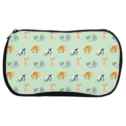 Cats Pattern Cosmetic Bag (Green)