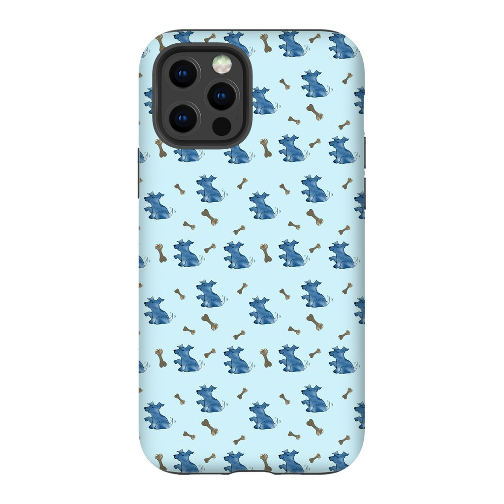 Simple Dog and Bone Pattern I Phone Case (Blue)