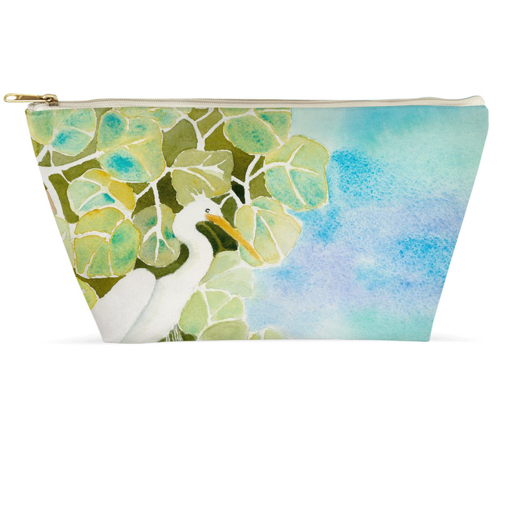 Snowy Egret and Sea Oats Accessory Pouch