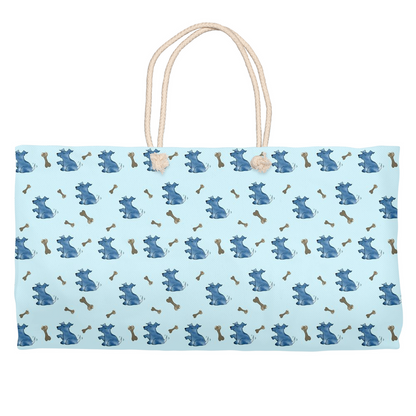 Simple Dog and Bone Pattern Weekender Tote ( Blue)