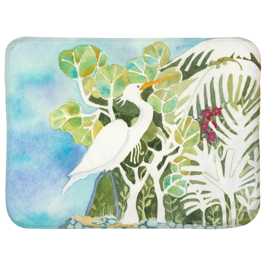 Snowy Egret and Gecko Baby Sherpa Blanket