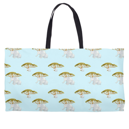 Elephant and Trees Pattern Weekender Tote