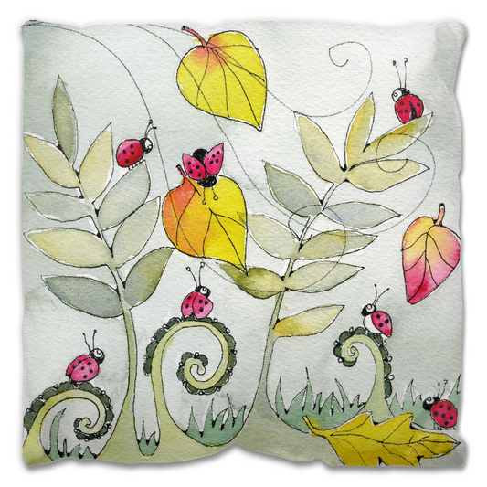 Ladybugs and Leaves Outdoor Pillow