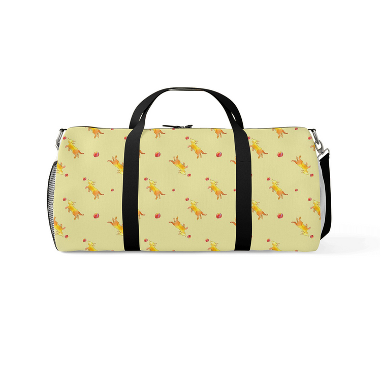 Playful Puppy Pattern Duffle Bag (Yellow)