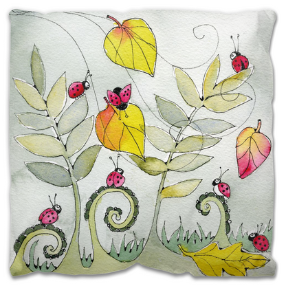 Ladybugs and Leaves Outdoor Pillow