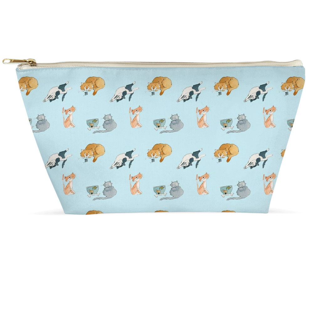 Cats Pattern Accessory Pouch (Blue)