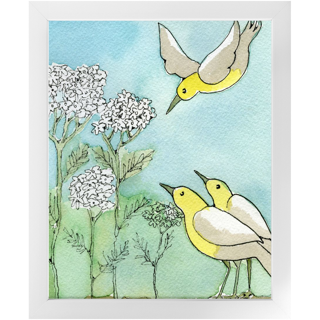 Yarrow and Yellow Birds Framed Print
