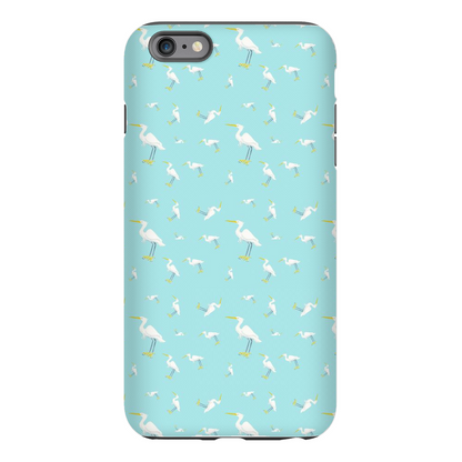 Snowy Egret  Pattern  iPhone Case (Blue)