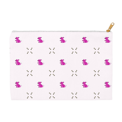 Simple Dog and Bone Pattern Accessory Pouch (Pink)